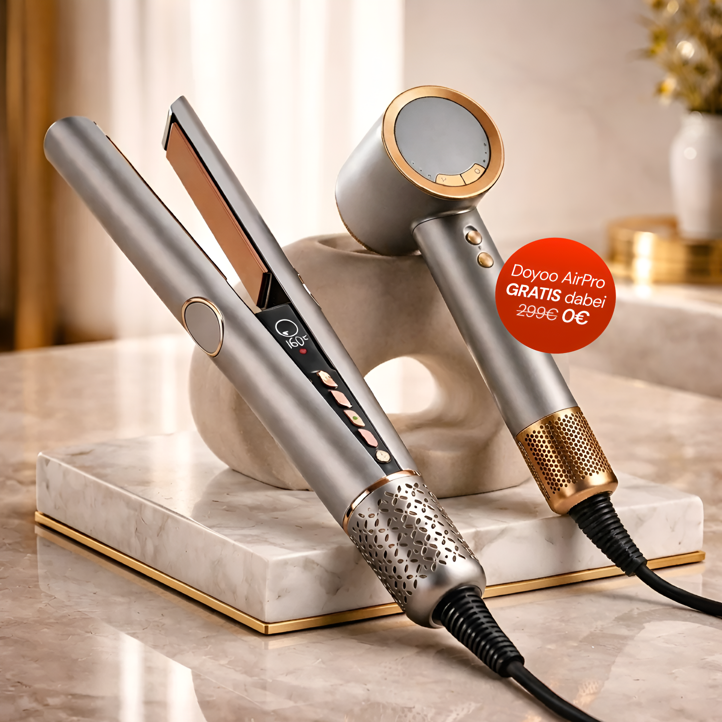 Doyoo Airstraight Haarglätter mit Luft-Technologie (Bundle-Angebot)