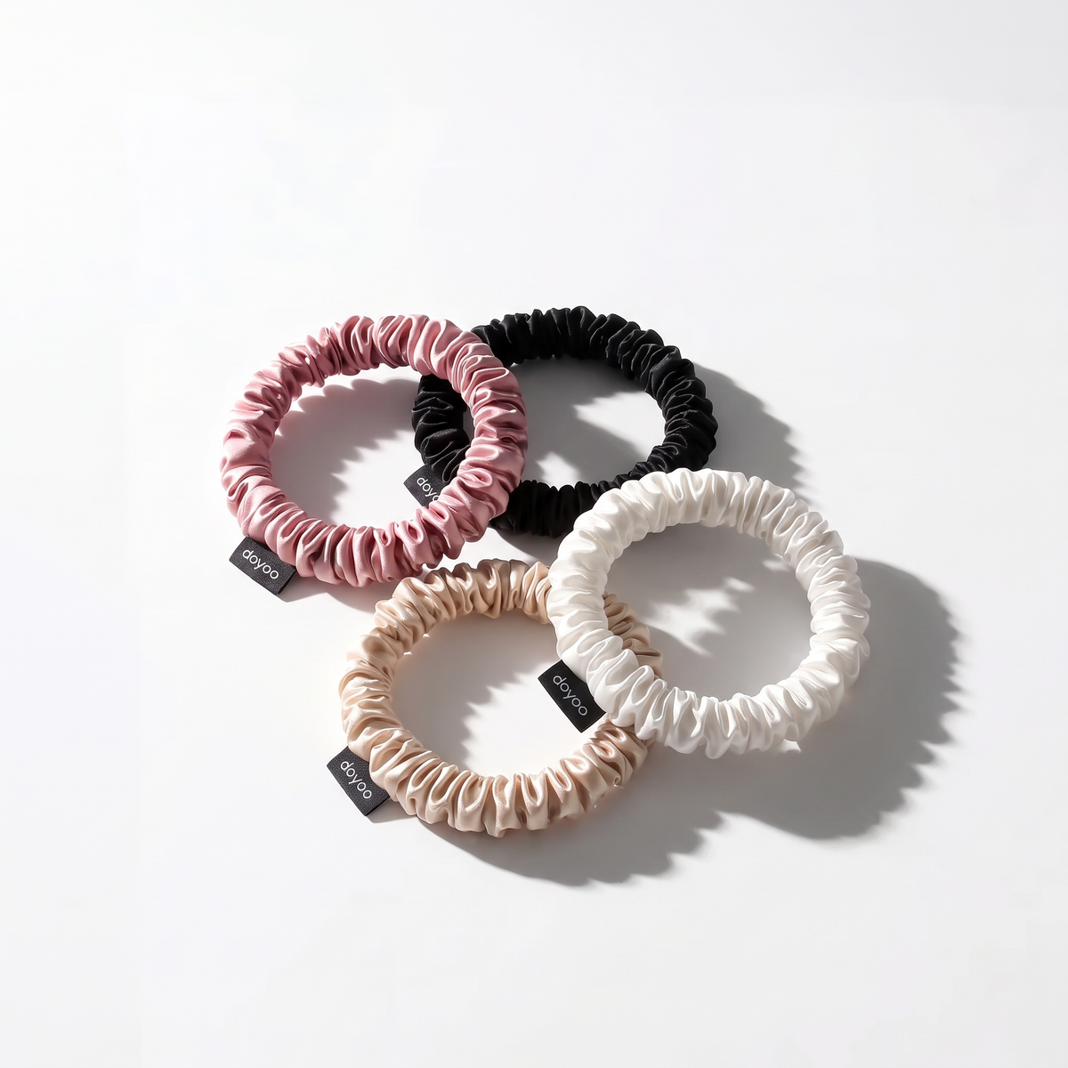 Doyoo Skinny Silk Scrunchies - 4 Stück